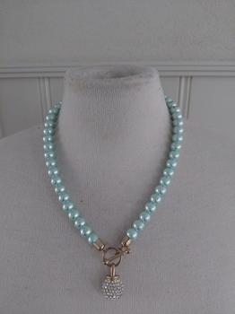 KETTING blauwe parel -KK