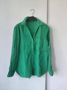 38 ZARA groen linnen blouse -HB